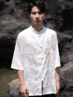 Chinese Tunic Suit Shirt Embroidery Casual Top Men