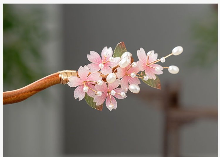 Chinese Wood Hair Pin Sakura Hair Stick