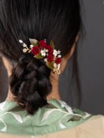 Classical Chinese Wedding Hair Pin Red Rose Hair Clip Hair Comb