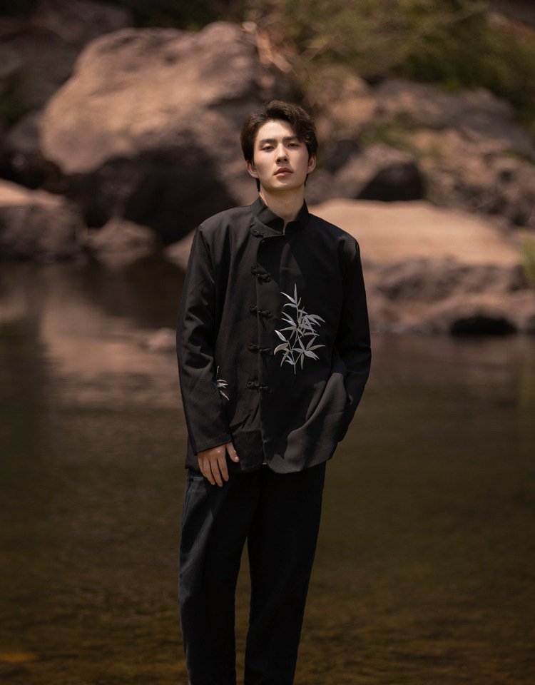 Cool Shirts For Men Embroidery Chinese Tang Suit Jacket