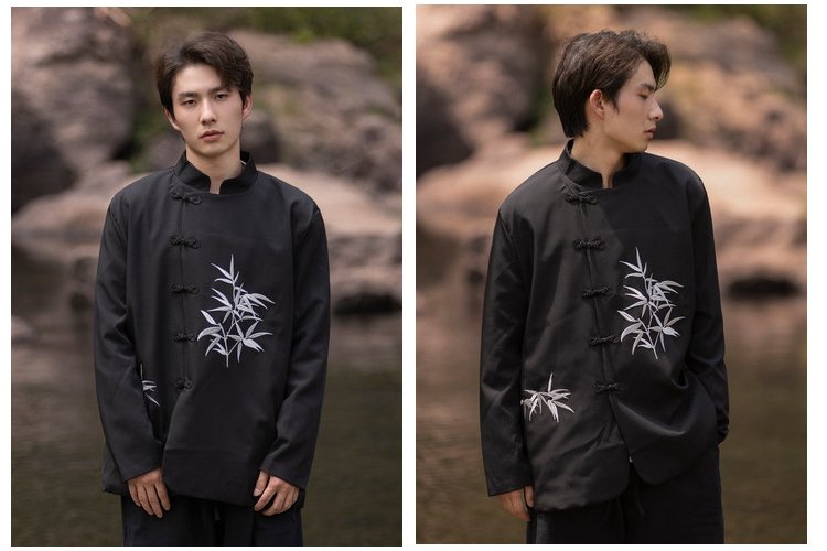 Cool Shirts For Men Embroidery Chinese Tang Suit Jacket