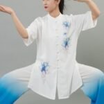 Cool Tai Chi Uniform Summer Printed Silk-Like Outfit
