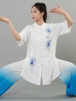Cool Tai Chi Uniform Summer Printed Silk-Like Outfit