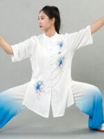Cool Tai Chi Uniform Summer Printed Silk-Like Outfit - Image 2