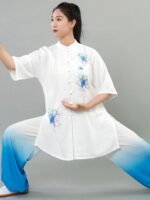 Cool Tai Chi Uniform Summer Printed Silk-Like Outfit - Image 3