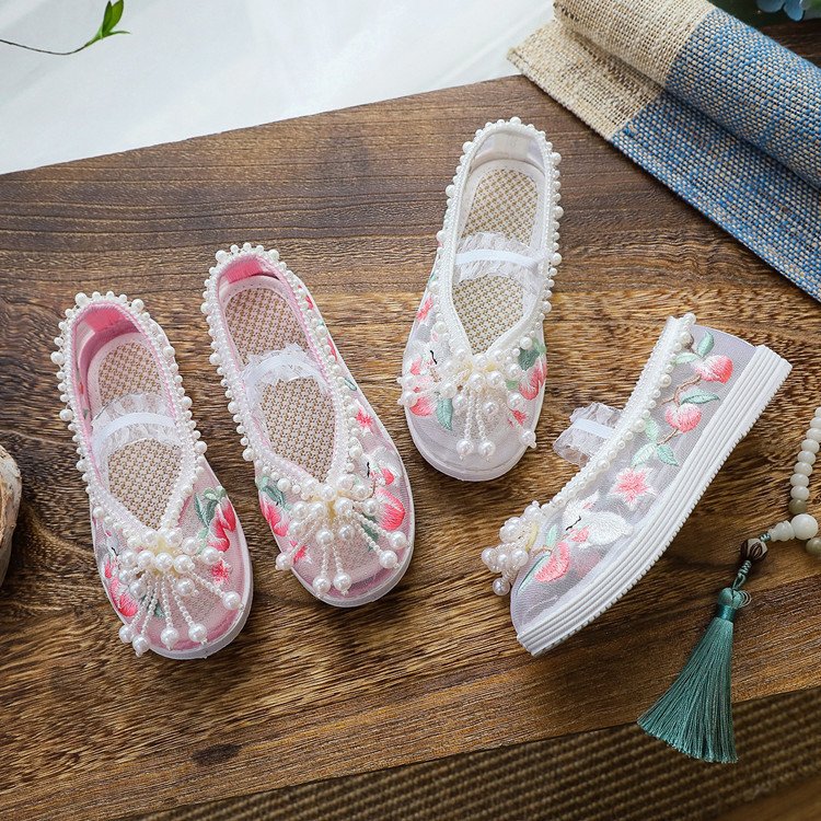 Cute Shoes For Girls Embroidered Mesh Shoes Summer