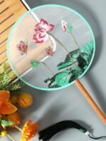 Dance Silk Fan Embroidered Round Fan - Image 4