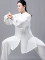 Double Silk Hemp Colored Buckle Tai Chi Costume For Sale - Image 2