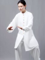 Double Silk Hemp Colored Buckle Tai Chi Costume For Sale - Image 4