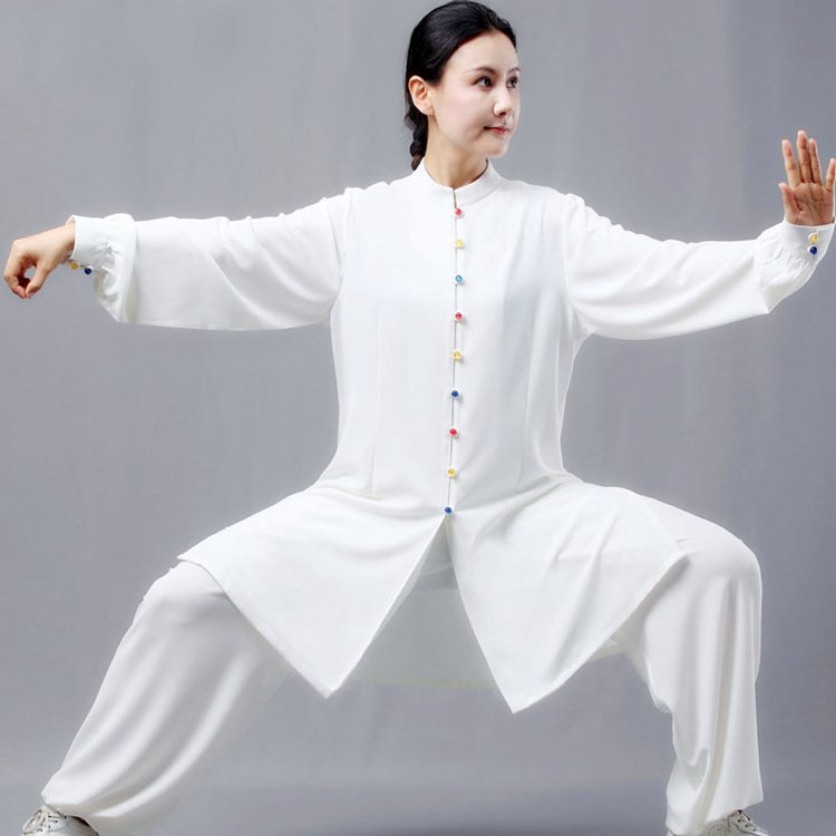 Double Silk Hemp Colored Buckle Tai Chi Costume For Sale
