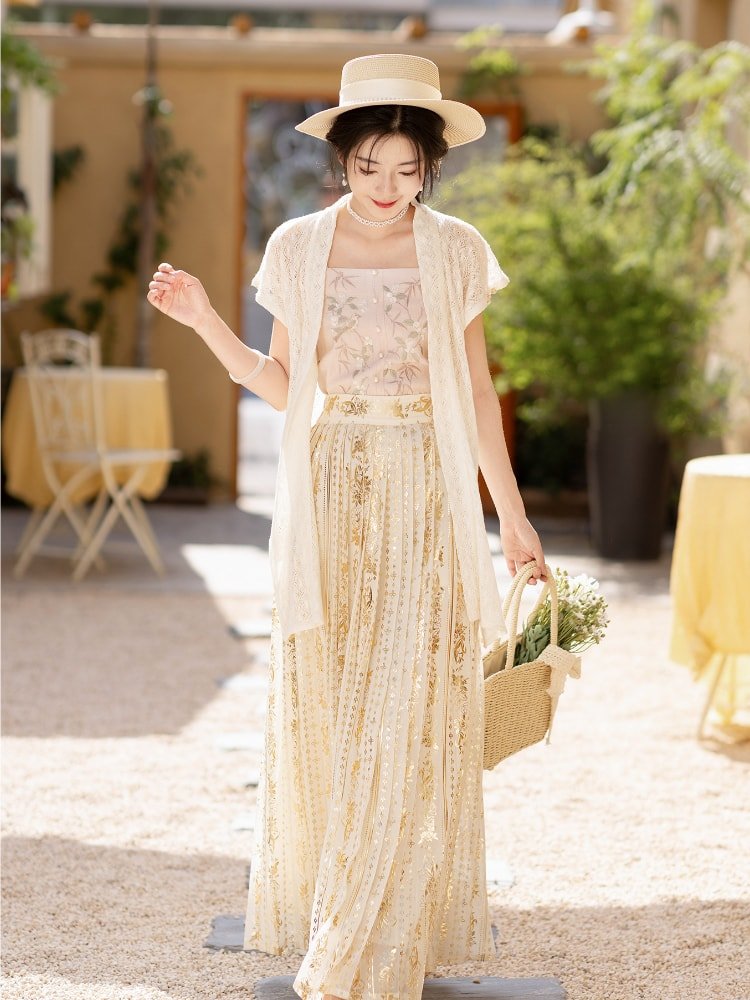 Elegant Chiffon Dress Embroidered Hanfu
