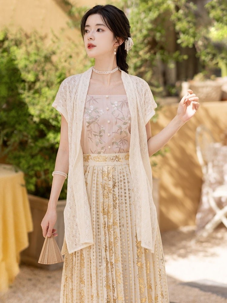 Elegant Chiffon Dress Embroidered Hanfu