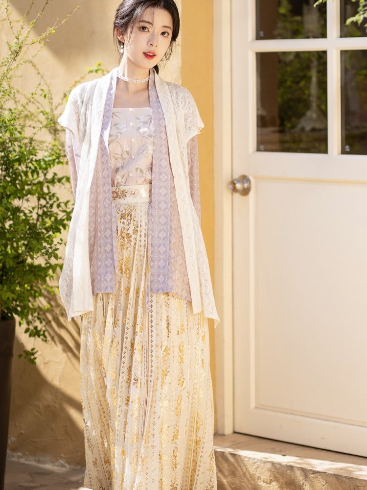 Elegant Chiffon Dress Embroidered Hanfu
