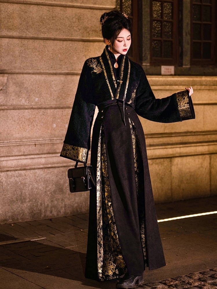 Embroidered Black Modern Hanfu Dress