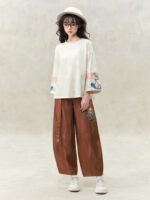 Embroidered Chinese Style Loose Fit Pants - Image 3