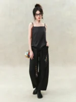 Embroidered Chinese Style Loose Fit Pants - Image 2