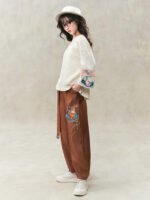 Embroidered Chinese Style Loose Fit Pants - Image 4