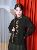 Embroidered Modern Hanfu Shirt Chinese Corduroy Top - Image 3