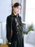 Embroidered Modern Hanfu Shirt Chinese Corduroy Top - Image 4
