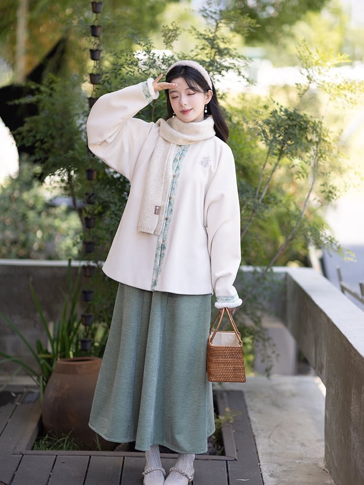 Embroidery Short Hanfu Robe Winter Jacket