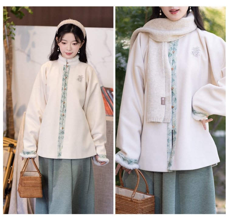 Embroidery Short Hanfu Robe Winter Jacket