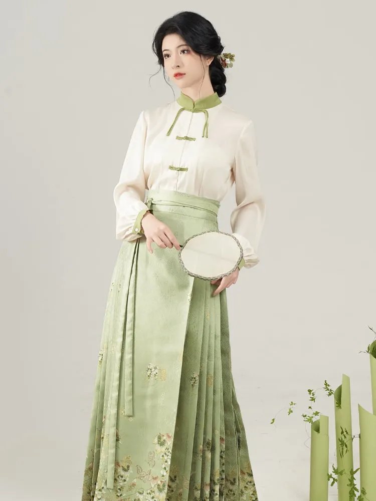 Embroidery green modern hanfu Ming Dynasty Hanfu