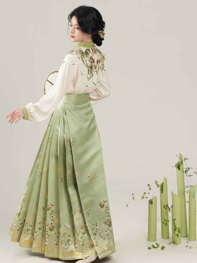 Embroidery green modern hanfu Ming Dynasty Hanfu