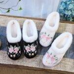 Chinese Embroidered Plush Slippers for Adults