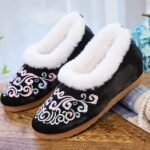 Exquisite Ethnic Embroidered Plush Slippers Womens