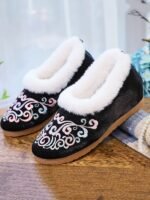 Exquisite Ethnic Embroidered Womens Plush Slippers - Image 3