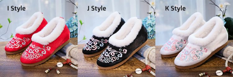 Exquisite Ethnic Embroidered Plush Slippers Womens