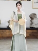 Fashion Chinese Hanfu Dress Three Piece Set - Image 5