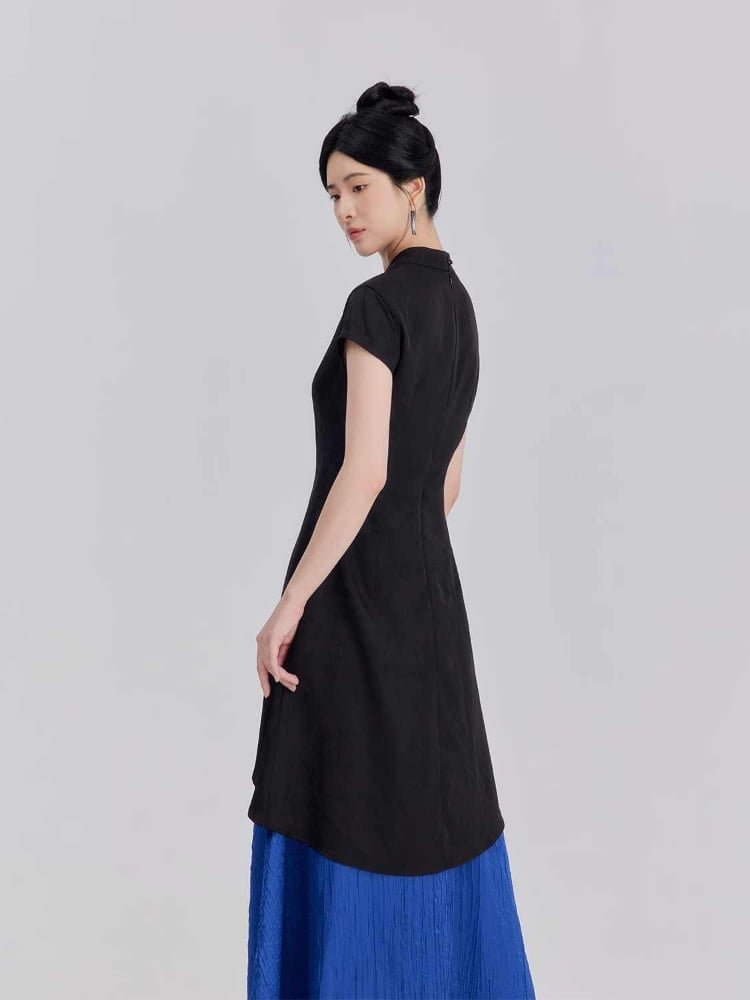 Fashion Dress For Women Contrast Color Short-Sleeved Dress