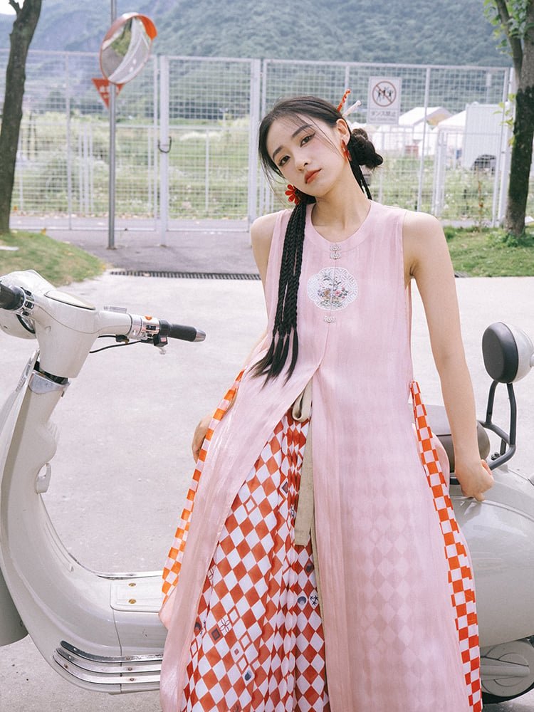 Fashion Hanfu Dress Pink Women Long Shirt Skirt