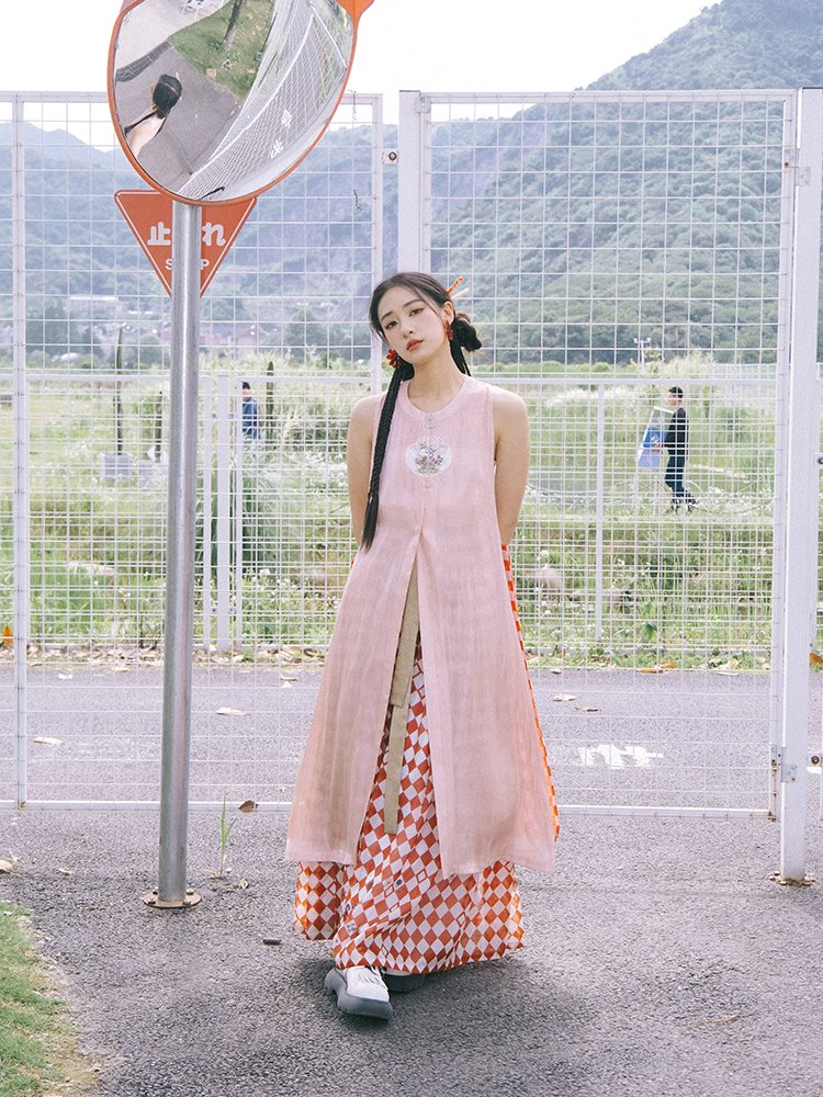 Fashion Hanfu Dress Pink Women Long Shirt Skirt