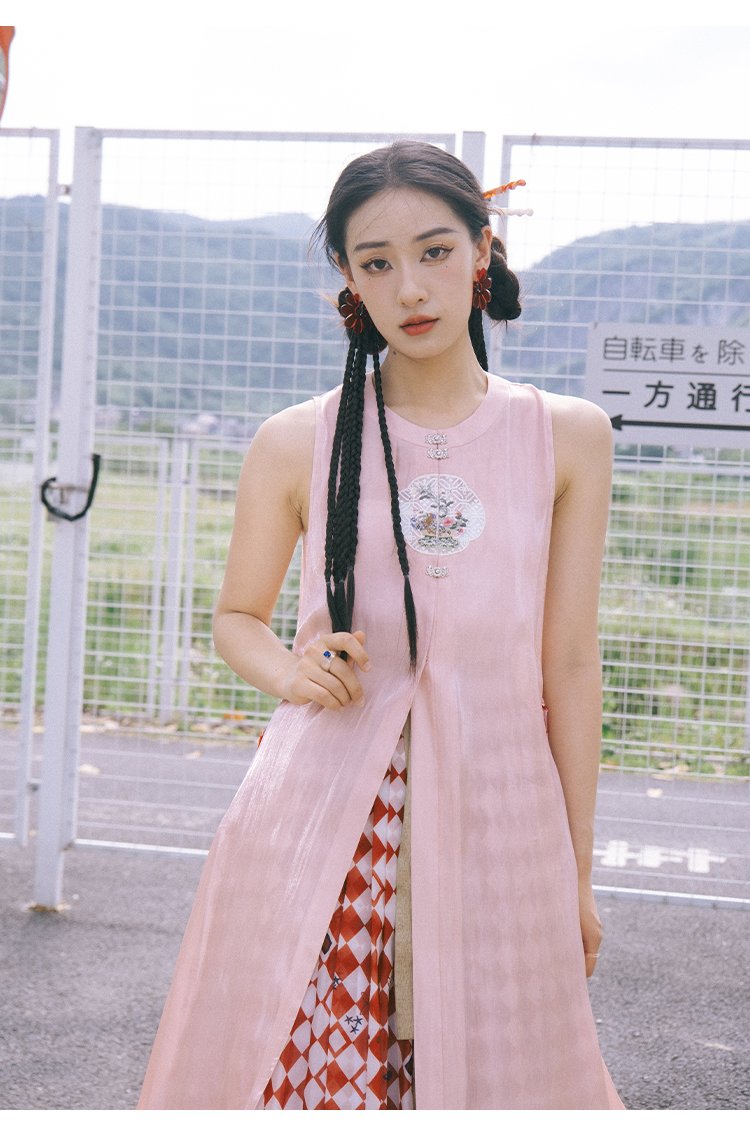 Fashion Hanfu Dress Pink Women Long Shirt Skirt