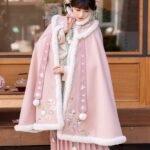 Fashion Hanfu Plush Long Pink Cloak Winter