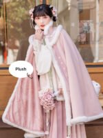 Fashion Hanfu Plush Long Pink Cloak Winter - Image 2