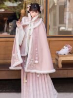 Fashion Hanfu Plush Long Pink Cloak Winter - Image 3