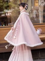 Fashion Hanfu Plush Long Pink Cloak Winter - Image 4