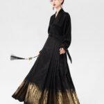 Fashion Hanfu Woven Gold Black Skirts For Women