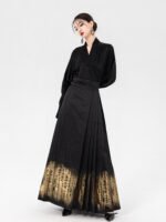 Fashion Hanfu Woven Gold Black Skirts For Women - Image 2
