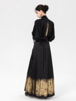 Fashion Hanfu Woven Gold Black Skirts For Women - Image 3