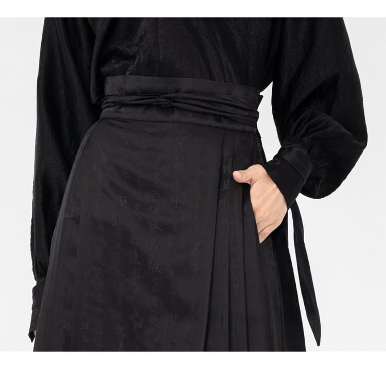Fashion Hanfu Woven Gold Black Skirts For Women
