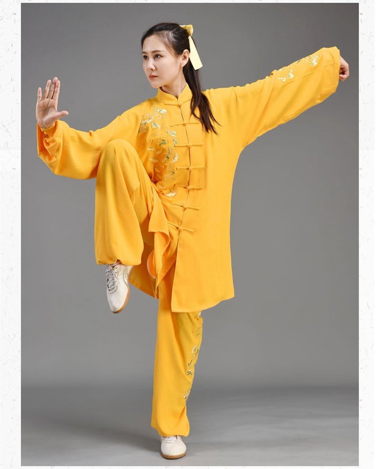Fashionable Yellow Kung Fu Clothing Unisex
