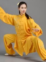 Fashionable Yellow Kung Fu Clothing Unisex - Image 3