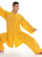 Fashionable Yellow Kung Fu Clothing Unisex - Image 4