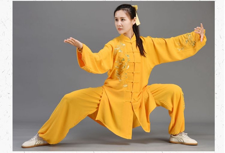 Fashionable Yellow Kung Fu Clothing Unisex