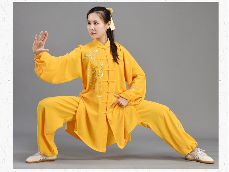 Fashionable Yellow Kung Fu Clothing Unisex