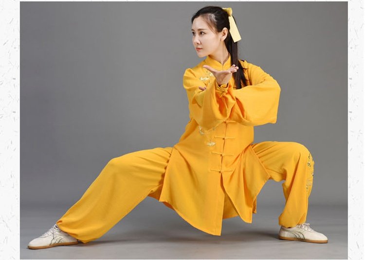 Fashionable Yellow Kung Fu Clothing Unisex